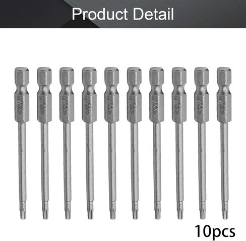 Utoolmart Torx Screwdriver Bits, T10 Magnetic Torx Head Screw Driver Bit, with 1/4 Inch Hex Shank, 75mm Length S2 Steel Screw Driver Kit Tools, for Repair Work, 10 Pcs in Saudi Arabia