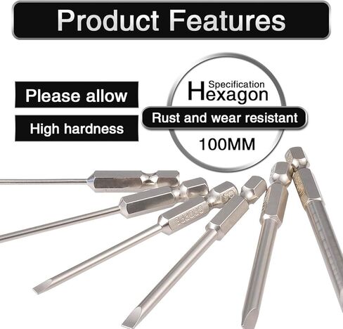 6Pcs 50mm Flat Head Slotted Tip Screwdrivers Bits Dia. 2.0-6.0mm in Saudi Arabia