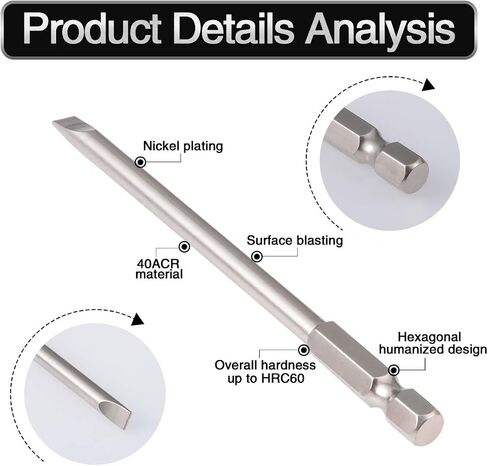 6Pcs 50mm Flat Head Slotted Tip Screwdrivers Bits Dia. 2.0-6.0mm in Saudi Arabia