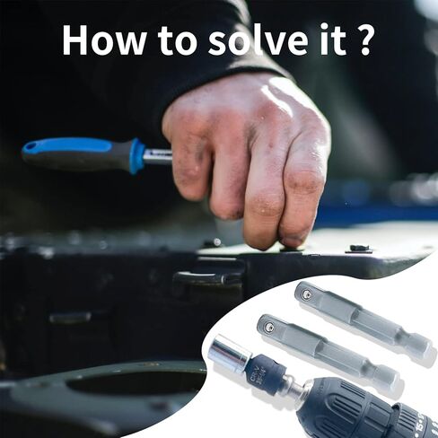 11 قطعة محول مأخذ التوصيل مربع مجموعة بت | 3 قطع 1/4 بوصة 3/8 بوصة 1/2 بوصة قابلة للتدوير 360 درجة | محول مقبس درجة التأثير | 1/4 بوصة سداسية ساق مربعة صامولة محول مقبس مفك الصدمات | لقم طاقة محرك الصدمات in Kuwait