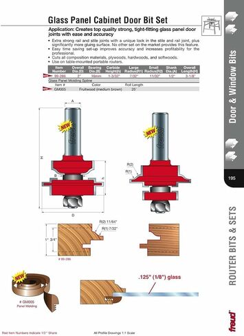 Freud GM005 1/8-Inch Glass Panel Molding Spline For 99-286 Cabinet Door Router Bit Set Fruitwood Color 25-Meter Roll in Saudi Arabia