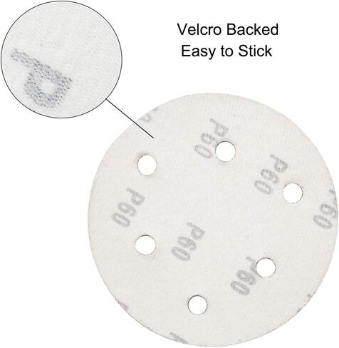 Sipery 60Pcs Sanding Discs 4 inch Aluminum Oxide Hook and Loop Sanding Pads 60/80/120/240/320/600 Grit Flocking Sandpaper in Saudi Arabia