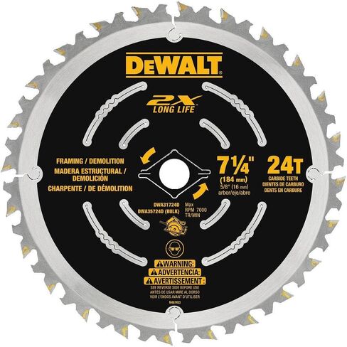 DEWALT Circular Saw Blade, 7 1/4 Inch, 24 Tooth, Wood Cutting (DWA31724D) in Saudi Arabia