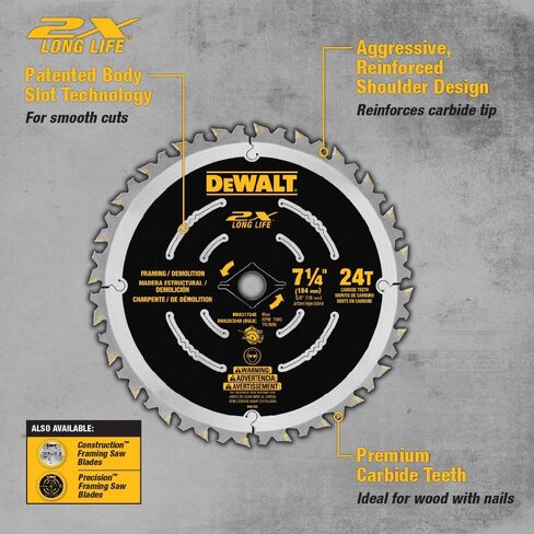 DEWALT Circular Saw Blade, 7 1/4 Inch, 24 Tooth, Wood Cutting (DWA31724D) in Saudi Arabia