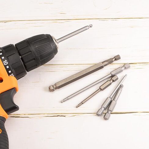 HARFINGTON 8Pcs Ball End Hex Head Wrench Screwdriver Bit H3 1/4" Hex Shank 2.5" Long Metric Magnetic S2 Steel for Power Screwdriver Drill Impact Driver in Saudi Arabia