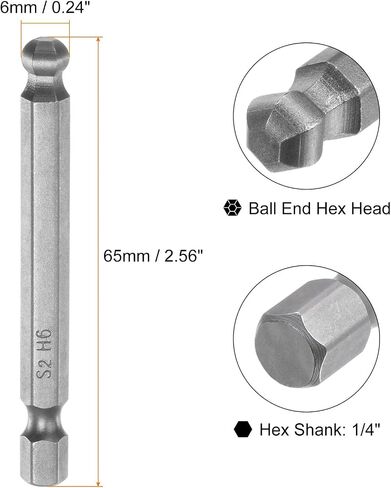 HARFINGTON 8Pcs Ball End Hex Head Wrench Screwdriver Bit H3 1/4" Hex Shank 2.5" Long Metric Magnetic S2 Steel for Power Screwdriver Drill Impact Driver in Saudi Arabia