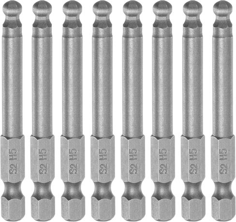 HARFINGTON 8Pcs Ball End Hex Head Wrench Screwdriver Bit H3 1/4" Hex Shank 2.5" Long Metric Magnetic S2 Steel for Power Screwdriver Drill Impact Driver in Kuwait