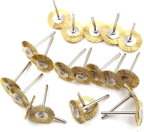 20pcs Dia 25mm Rotary Tool Brass Wheel Wire Brush Set - Fits Dremel,1/8" Shank,Clean, Polish, Prep in Saudi Arabia