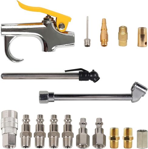 ZaraApex Air Compressor Accessories Kit 17 Accessory Piece, Hose Connector and Nozzles Set in Kuwait