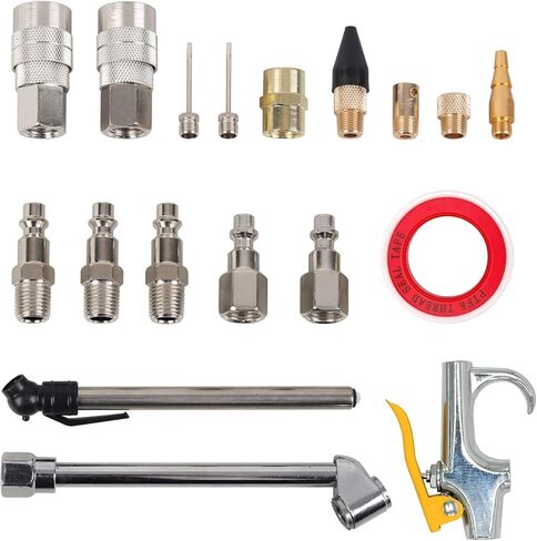 ZaraApex Air Compressor Tire Hose Inflate Kit 20 Accessory Piece, Recoil Hose and Nozzles Set in Kuwait