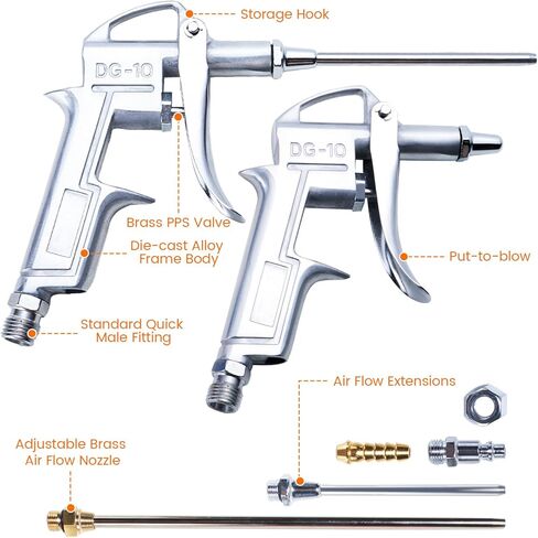 مسدس منفاخ هواء من بي إن تي جرين، أدوات هواء للضاغط مع فوهة تدفق هواء نحاسية قابلة للتعديل و2 وصلة تدفق هواء فولاذية للتنظيف المنزلي، وعمليات النفخ، واستخدام السيارة. إلخ in Kuwait