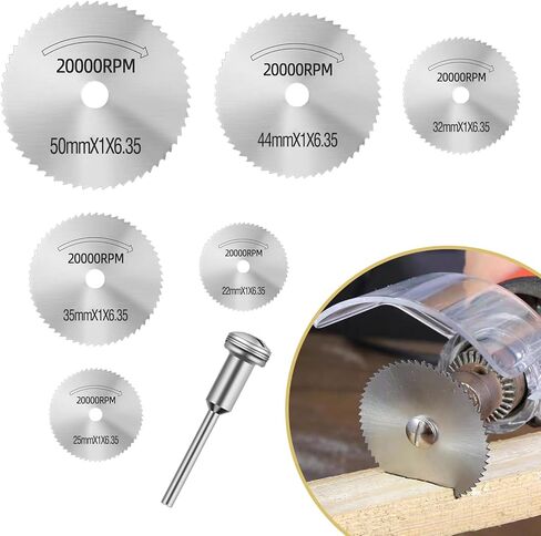 7Pcs Mini Drill Saw Blade, Small HSS Saw Disc Wheel Cutting Blades, Cutting Rotary Tools Wheel Set for Wood, PVC, Soft Metal, Aluminum with 1/8" Spindle in Kuwait