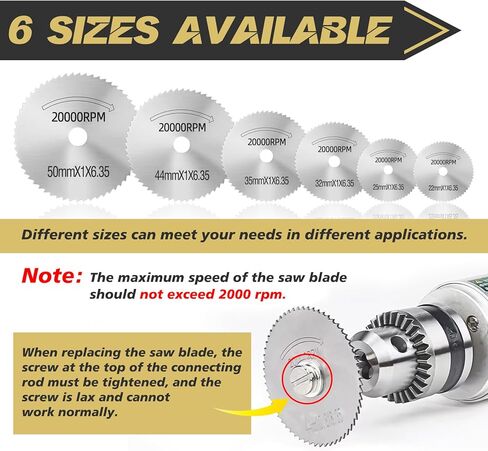 7Pcs Mini Drill Saw Blade, Small HSS Saw Disc Wheel Cutting Blades, Cutting Rotary Tools Wheel Set for Wood, PVC, Soft Metal, Aluminum with 1/8" Spindle in Kuwait