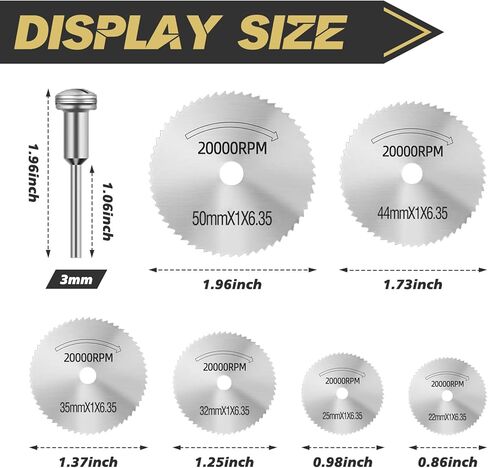 7Pcs Mini Drill Saw Blade, Small HSS Saw Disc Wheel Cutting Blades, Cutting Rotary Tools Wheel Set for Wood, PVC, Soft Metal, Aluminum with 1/8" Spindle in Kuwait