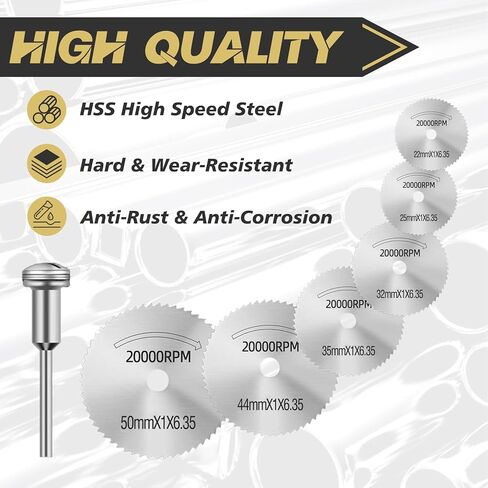 7Pcs Mini Drill Saw Blade, Small HSS Saw Disc Wheel Cutting Blades, Cutting Rotary Tools Wheel Set for Wood, PVC, Soft Metal, Aluminum with 1/8" Spindle in Kuwait