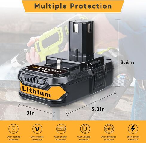 2 حزمة 3.6Ah 18V P102 استبدال البطارية لبطارية Ryobi 18 فولت وشاحن كومبو استبدال لبطارية Ryobi 18 فولت ومحطة شحن شاحن P117 المتوافقة مع مجموعة أدوات بدء التدريبات Ryobi 18 فولت in Kuwait