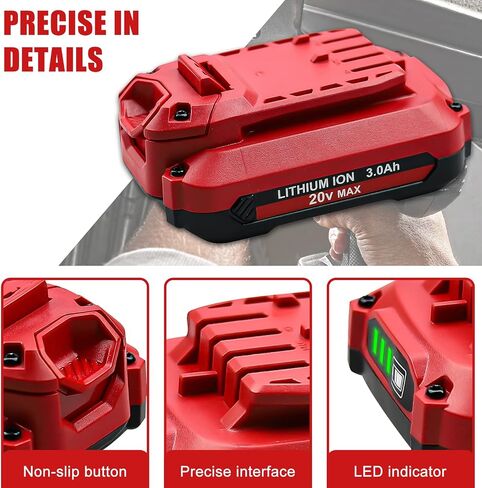 2 Pack 20V 3.0Ah Replacement for Craftsman V20 Lithium Ion Battery, Compatible with Craftsman 20 Volt Battery MAX CMCB205 CMCB204 CMCB206 CMCB202 CMCB201 20 Volt Cordless Power Tools (LED Indicator) in Saudi Arabia