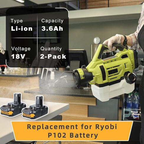 Masione 2pack 3600mAh P102 استبدال لبطارية Ryobi 18V ليثيوم أيون ONE Plus P102 P103 P105 P107 P108 P109 P104 متوافق مع Ryobi 18 فولت أدوات لاسلكية حفر الأعشاب الآكل حافة الانتهازي البطارية in Kuwait