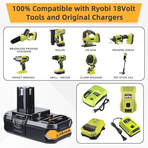 Masione 2pack 3600mAh P102 استبدال لبطارية Ryobi 18V ليثيوم أيون ONE Plus P102 P103 P105 P107 P108 P109 P104 متوافق مع Ryobi 18 فولت أدوات لاسلكية حفر الأعشاب الآكل حافة الانتهازي البطارية in Kuwait