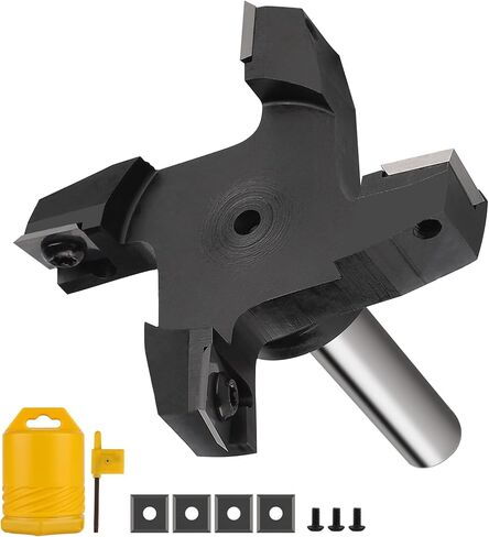 CPROSP Spoilboard Surface Bit 1/2 عرقوب 3 بوصة قطر القطع مع 4 إدراجات بديلة، مزلقة التوجيه لأعمال النجارة للألواح مع الحد الأقصى الموصى به 12000 دورة في الدقيقة in Kuwait