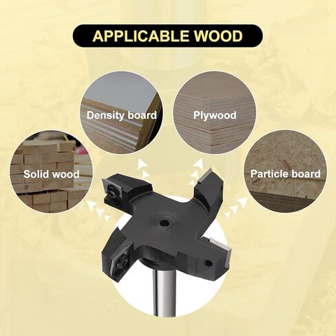 CPROSP Spoilboard Surface Bit 1/2 عرقوب 3 بوصة قطر القطع مع 4 إدراجات بديلة، مزلقة التوجيه لأعمال النجارة للألواح مع الحد الأقصى الموصى به 12000 دورة في الدقيقة in Kuwait