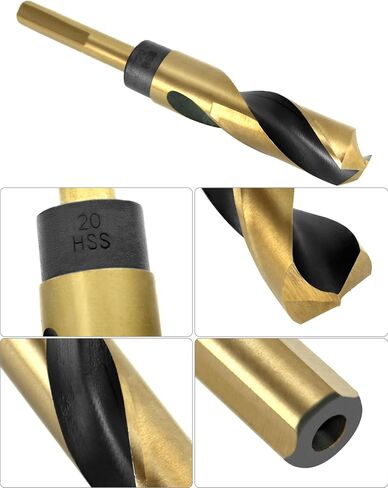 QWORK 2 Pack 20mm Reduced Shank Drill Bit with 1/2" Shank, High Speed Steel Shank Split Point Tip HSS Twist Flute Spiral Flute Drill Bit Black Oxide for Aluminum Plate Copper Wood Stainless Steel in Saudi Arabia