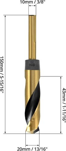 QWORK 2 Pack 20mm Reduced Shank Drill Bit with 1/2" Shank, High Speed Steel Shank Split Point Tip HSS Twist Flute Spiral Flute Drill Bit Black Oxide for Aluminum Plate Copper Wood Stainless Steel in Saudi Arabia