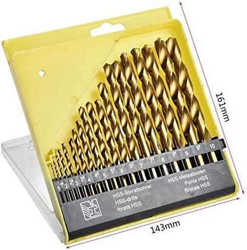 مجموعة لقم مثقاب HSS من التيتانيوم من Allpdesky مكونة من 19 قطعة مع حقيبة تخزين من 1 مم إلى 10 مم in Kuwait
