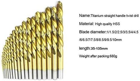 مجموعة لقم مثقاب HSS من التيتانيوم من Allpdesky مكونة من 19 قطعة مع حقيبة تخزين من 1 مم إلى 10 مم in Kuwait