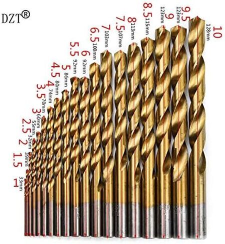 مجموعة لقم مثقاب HSS من التيتانيوم من Allpdesky مكونة من 19 قطعة مع حقيبة تخزين من 1 مم إلى 10 مم in Kuwait
