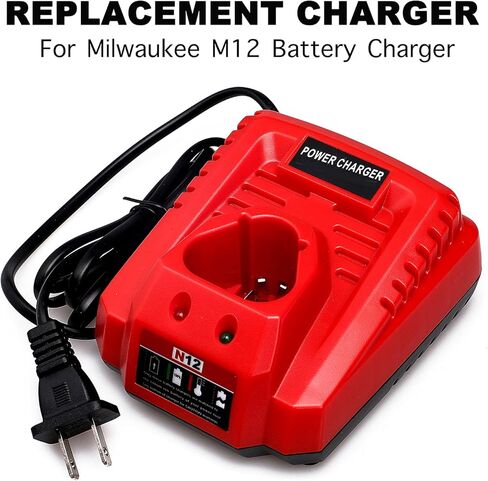 Lilocaja 12V M12 Charger Replacement for Milwaukee M12 Charger 48-59-2401, Compatible with Milwaukee M12 Lithium 12V XC Battery 48-11-2402 48-11-2411 48-11-2412 48-11-2420 48-11-2460 in Kuwait