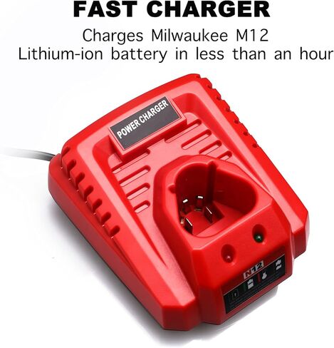 Lilocaja 12V M12 Charger Replacement for Milwaukee M12 Charger 48-59-2401, Compatible with Milwaukee M12 Lithium 12V XC Battery 48-11-2402 48-11-2411 48-11-2412 48-11-2420 48-11-2460 in Kuwait