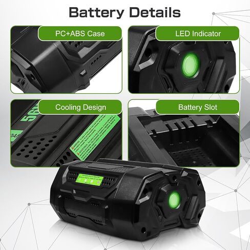 56V 5000mAh High Capacity Replacement Battery Compatible with EGO BA2800 BA4200T BA4200 BA1400 BA2800T BA5600T Lithium ion Battery ( 1 Pack 5.0Ah Replacement for EGO 56V Cordless Power Tool)(Black) in Saudi Arabia