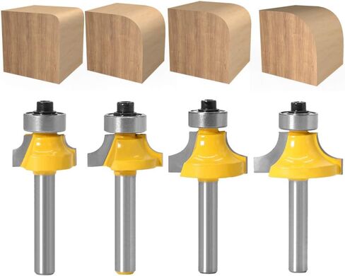 مجموعة لقم التوجيه WSOOX Roundover مع شانكس 1/4 بوصة، 4 قطع مجموعة لقم توجيه مطرزة بالخرز C3 مجموعة لقم توجيه كربيد - 1/8 بوصة، 3/16 بوصة، 1/4 بوصة، 5/16 بوصة، نصف قطر in Kuwait