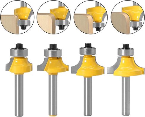 مجموعة لقم التوجيه WSOOX Roundover مع شانكس 1/4 بوصة، 4 قطع مجموعة لقم توجيه مطرزة بالخرز C3 مجموعة لقم توجيه كربيد - 1/8 بوصة، 3/16 بوصة، 1/4 بوصة، 5/16 بوصة، نصف قطر in Kuwait