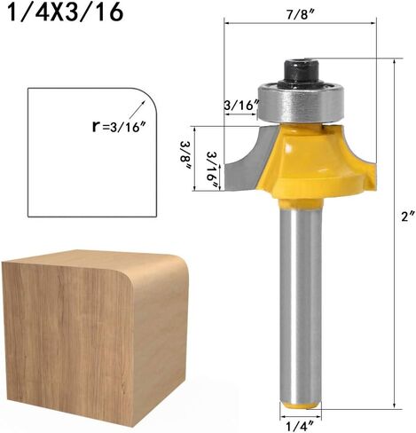 مجموعة لقم التوجيه WSOOX Roundover مع شانكس 1/4 بوصة، 4 قطع مجموعة لقم توجيه مطرزة بالخرز C3 مجموعة لقم توجيه كربيد - 1/8 بوصة، 3/16 بوصة، 1/4 بوصة، 5/16 بوصة، نصف قطر in Kuwait