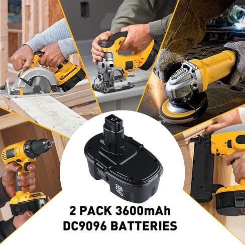 CEENR 2 حزمة 3600 مللي أمبير 18 فولت DC9096 بطارية لبطارية ديوالت 18 فولت XRP استبدال DC9096 DC9099 DC9098 DW9096 DW9099 DE9096 DE9098 متوافق مع بطاريات أدوات ديوالت 18 فولت Ni-Mh in Kuwait