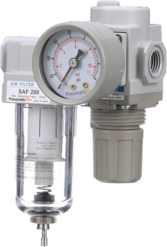 PneumaticPlus SAU220-N02G Mini Compressed Air Filter Regulator Combo 1/4" NPT - Poly Bowl, Manual Drain, Bracket, Gauge in Saudi Arabia