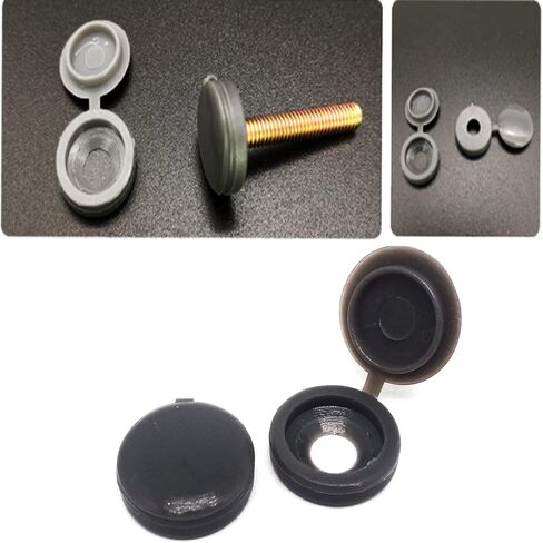 100pcs Plastic Hinged Screw Cover Caps,Screw Snap Covers Washer Flip,for Screw Protection Covers(Dark Brown) in Saudi Arabia