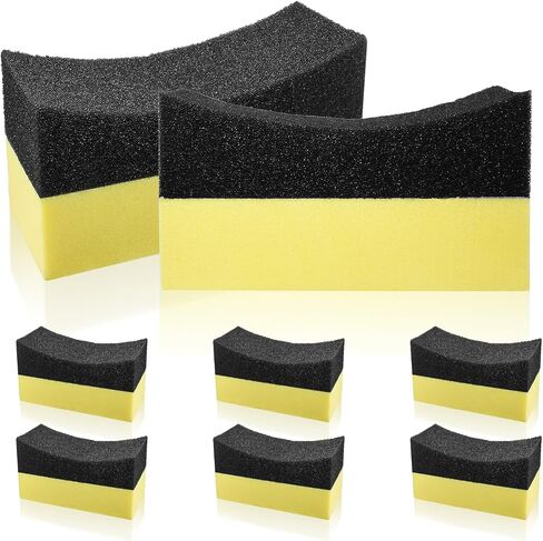 Uenhoy 4 Pcs Tire Dressing Applicator Pads Contour Shine Sponge Car Detail | Sponge & PE Build, Crescent Grip Top, Rectangle Foam Base, Strong Absorption, For Tire Shine Wax Glass Household Cleaning in Saudi Arabia