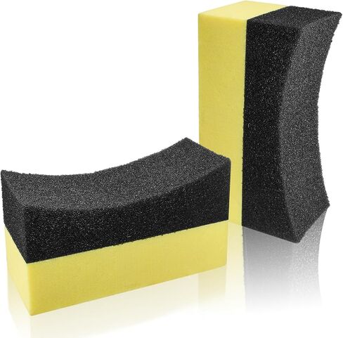Uenhoy 4 Pcs Tire Dressing Applicator Pads Contour Shine Sponge Car Detail | Sponge & PE Build, Crescent Grip Top, Rectangle Foam Base, Strong Absorption, For Tire Shine Wax Glass Household Cleaning in Saudi Arabia