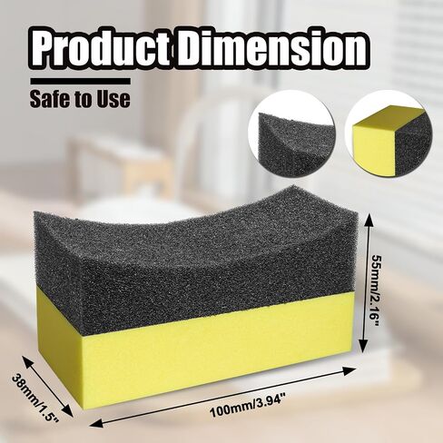 Uenhoy 4 Pcs Tire Dressing Applicator Pads Contour Shine Sponge Car Detail | Sponge & PE Build, Crescent Grip Top, Rectangle Foam Base, Strong Absorption, For Tire Shine Wax Glass Household Cleaning in Saudi Arabia