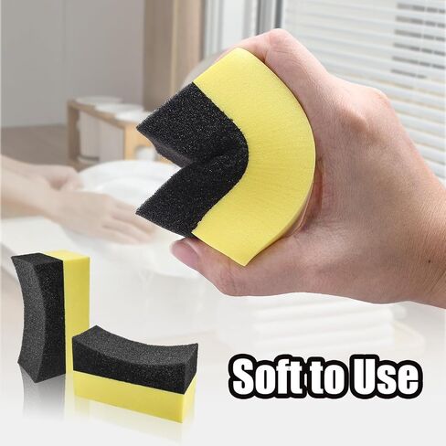 Uenhoy 4 Pcs Tire Dressing Applicator Pads Contour Shine Sponge Car Detail | Sponge & PE Build, Crescent Grip Top, Rectangle Foam Base, Strong Absorption, For Tire Shine Wax Glass Household Cleaning in Saudi Arabia