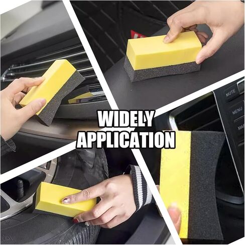 Uenhoy 4 Pcs Tire Dressing Applicator Pads Contour Shine Sponge Car Detail | Sponge & PE Build, Crescent Grip Top, Rectangle Foam Base, Strong Absorption, For Tire Shine Wax Glass Household Cleaning in Saudi Arabia