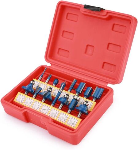 Renekton Tungsten Carbide Router Bits, 1/4in Shank, Woodworking Routing Drill Bits Kit with Plastic Storage Case, 15 Piece in Kuwait