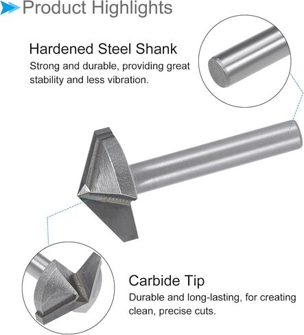 CoCud V Groove Router Bit, 22mm Cutting Diameter 6mm Shank 120 Degree, Carbide Tip V Grooving Bit - (Applications: for Woodworking Grooves Making), 1-Piece in Saudi Arabia