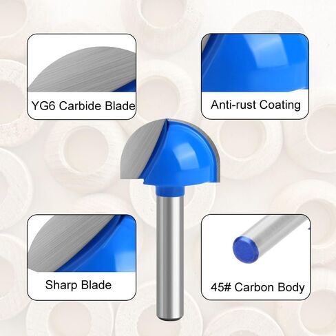 Core Box Router Bit Set, 8PCS 1/4" Shank Round Nose Router Bits, Cutting Diameter 1/4" 5/8" 1/2" 3/8" 7/8" 5/16" 3/4" 1", Carbide Double Flute Nose Bits for Woodworking in Saudi Arabia