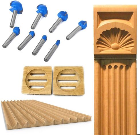 Core Box Router Bit Set, 8PCS 1/4" Shank Round Nose Router Bits, Cutting Diameter 1/4" 5/8" 1/2" 3/8" 7/8" 5/16" 3/4" 1", Carbide Double Flute Nose Bits for Woodworking in Saudi Arabia