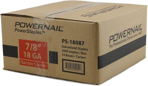 Powernail PS18087 مقاس 18 تاج 1/4 بوصة طول 7/8 بوصة نقطة إزميل ضيقة التاج (علبة من صناديق 10x-5000ct) in Kuwait