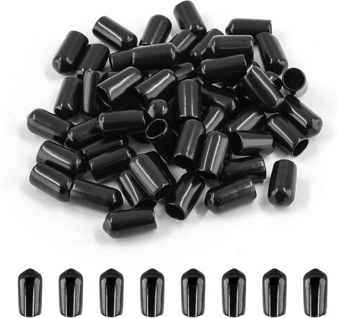 Litoexpe 50 قطعة من أغطية الأطراف المطاطية المستديرة، غطاء من الفينيل الأسود واقيات لولبية مرنة، 1/4 بوصة (6.5 مم) in Kuwait